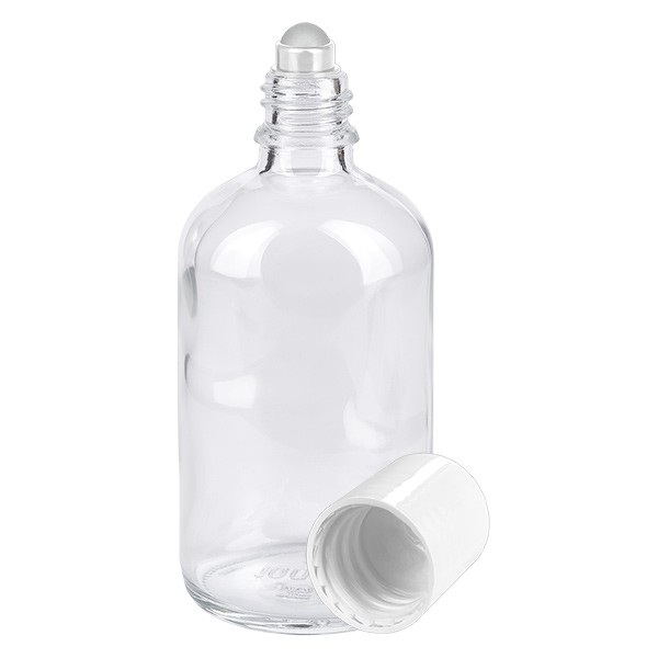 Flacon de déodorant en verre clair 100 ml, déo à bille vide