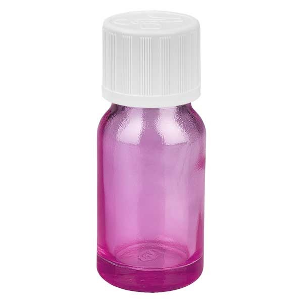 Flacon compte-gouttes 10 ml 1,2 mm blanc avec bouchon standard sécurité enfant PurpleLine UT18/10