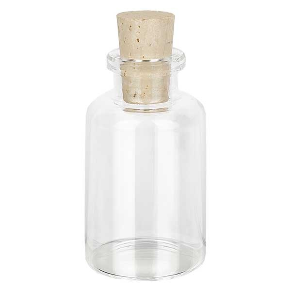 Flacon verre transparent 30 ml PP28 avec bouchon