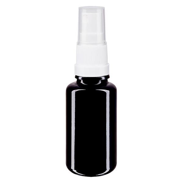 Flacon en verre violet 20 ml DIN18 (verre Miron) avec spray