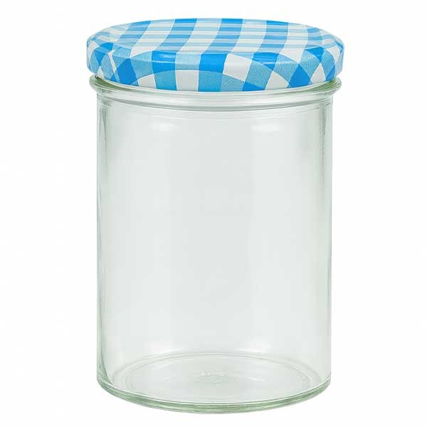 Verre renversé 435ml + couvercle BasicSeal bleu/blanc UNiTWIST