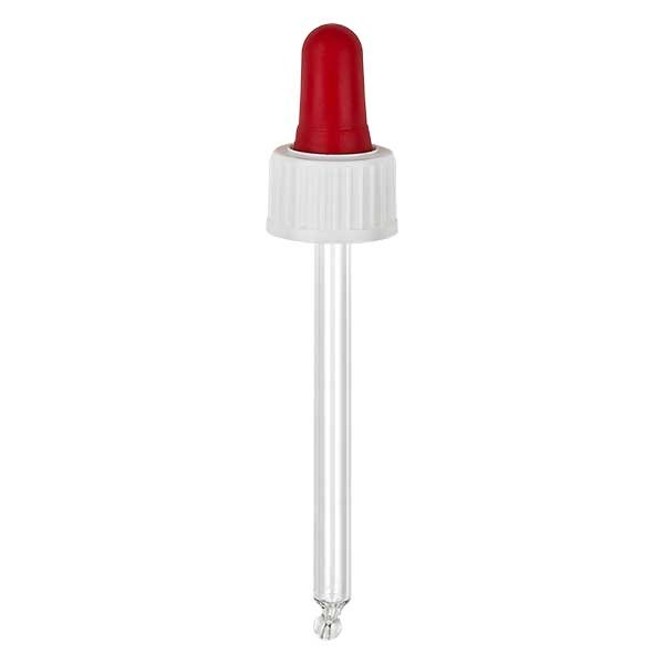 pipette en verre blanc/rouge 18mm, longueur 78 st.