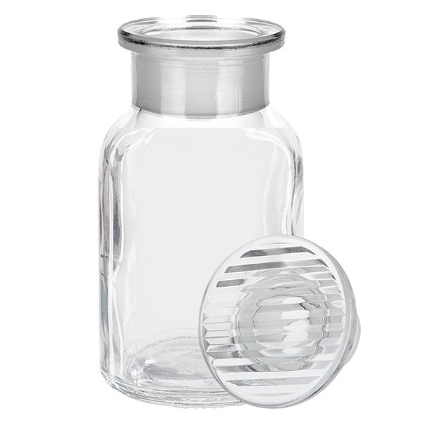 Flacon pharmaceutique 100 ml col large + bouchon verre clair