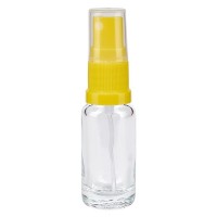 Flacon compte-gouttes clair 10 ml avec vaporisateur à pompe jaune Flacon compte-gouttes clair 10 ml avec vaporisateur à pompe jaune