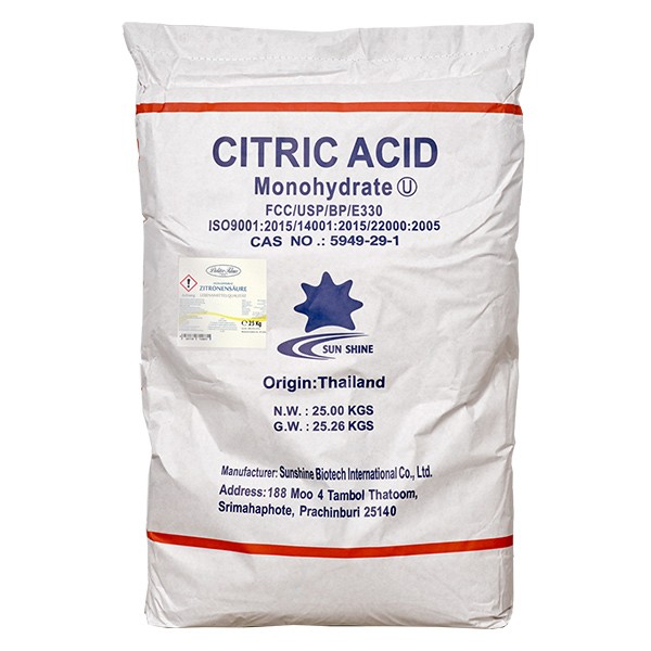 Acide citrique 25 kg, E330, qualité alimentaire