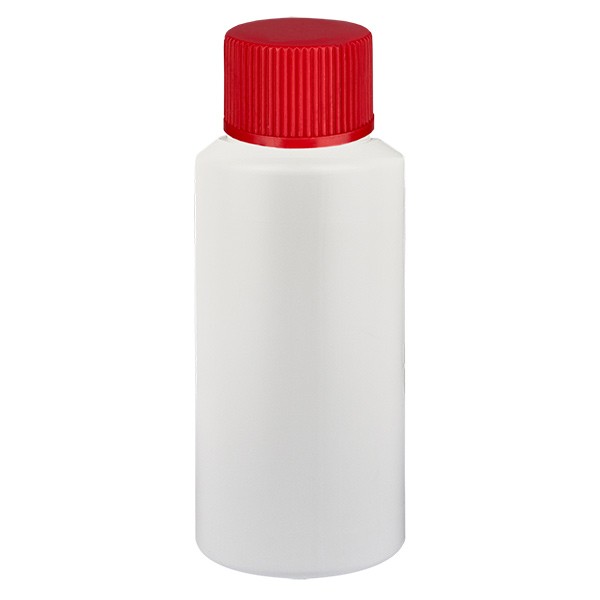 Flacon cylindrique en PET blanc 25 ml, S20x3, sans bouchon