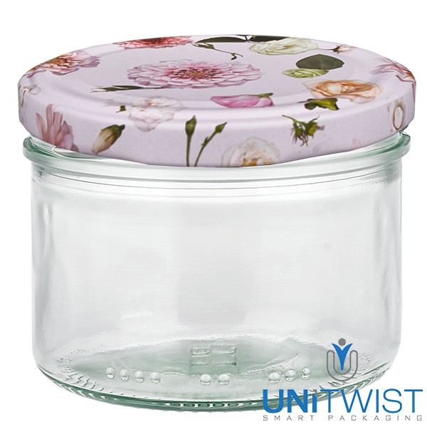 Verre cylindrique 230 ml + couvercle BasicSeal Fleur rose