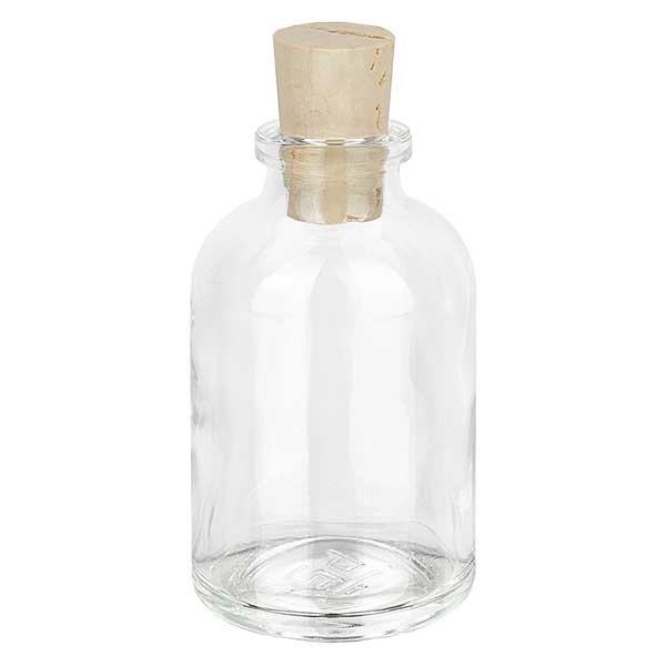 Fiole verre transparent 13 ml avec bouchon blanc