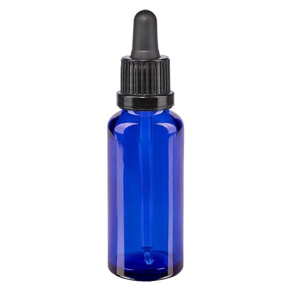Flacon bleu 30 ml + pipette noire à système d&#039;inviolabilité
