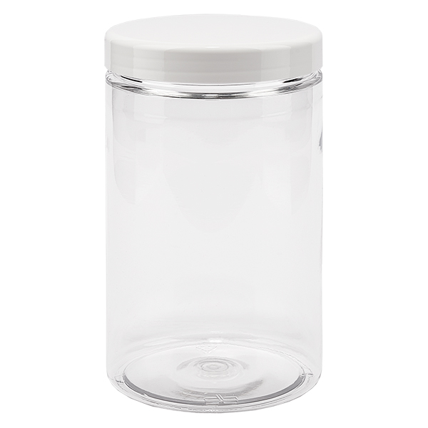 Pot à vis en PET clair 400 ml avec couvercle blanc