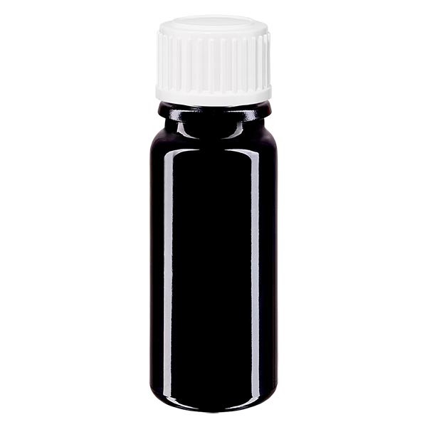 Flacon pharma. violet 10 ml bouchon compte-g. blanc 0,8 mm st