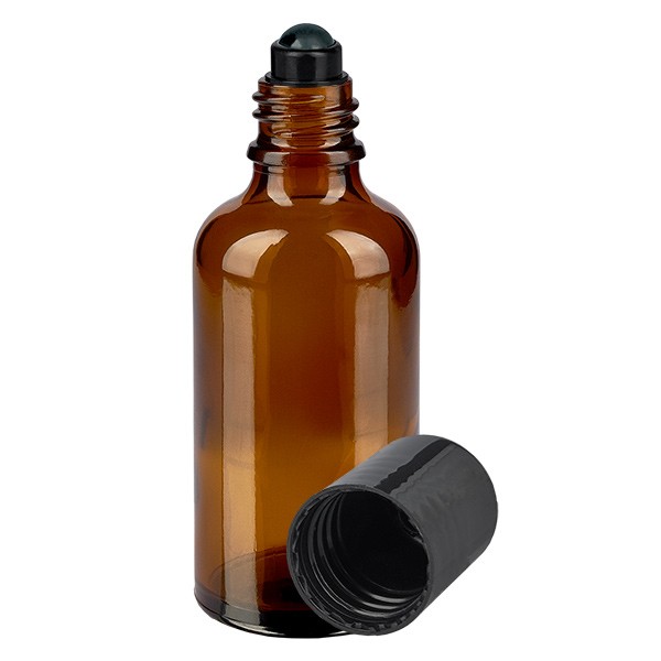 Flacon de déodorant en verre ambré 50 ml, déo à bille vide