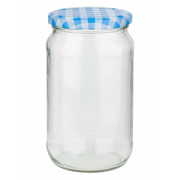 1062ml Verre rond + couvercle BasicSeal bleu/blanc UNiTWiST