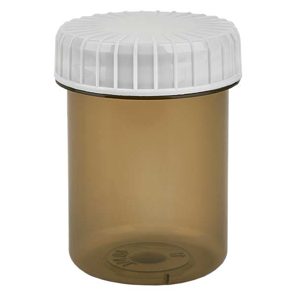 Pot en plastique couleur Shadow 40 ml + couvercle à vis blanc strié en PE, fermeture standard