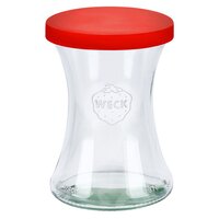 Verre à charcuterie de 370 ml avec couvercle en silicone rouge Verre à charcuterie de 370 ml avec couvercle en silicone rouge
