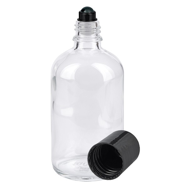 Flacon de déodorant en verre clair 100 ml, déo à bille vide