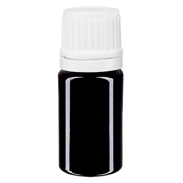 Flacon pharma. violet 5 ml bouch. compte-g. 1,2 mm blanc inviolable