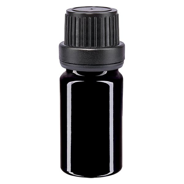 Flacon pharma. violet 5 ml bouch. compte-g. prem. 2 mm noir inviol.