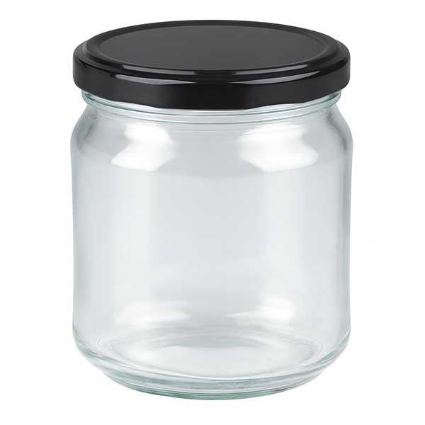 212ml Verre rond avec couvercle BasicSeal noir UNiTWIST