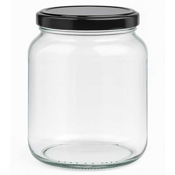 370ml verre ovale avec couvercle BasicSeal noir UNiTWiST