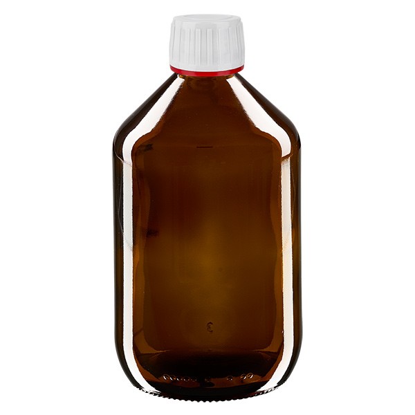 Flacon médical de 500 ml avec bouchon blanc