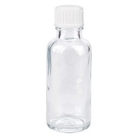 Flacon pharma. clair 30 ml bouch. compte-g. blanc 0,8 mm st Flacon pharma. clair 30 ml bouch. compte-g. blanc 0,8 mm st