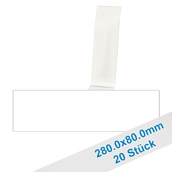 20 étiquettes amovibles blanches, 85x280 mm