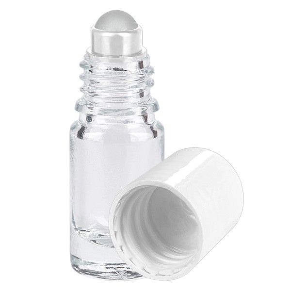 Flacon de déodorant en verre clair 5ml, déo à bille vide