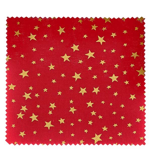 1 napperon en tissu 150 x 150 mm rouge avec des étoiles dorées pour couvercle de diamètre 43 à 100 mm