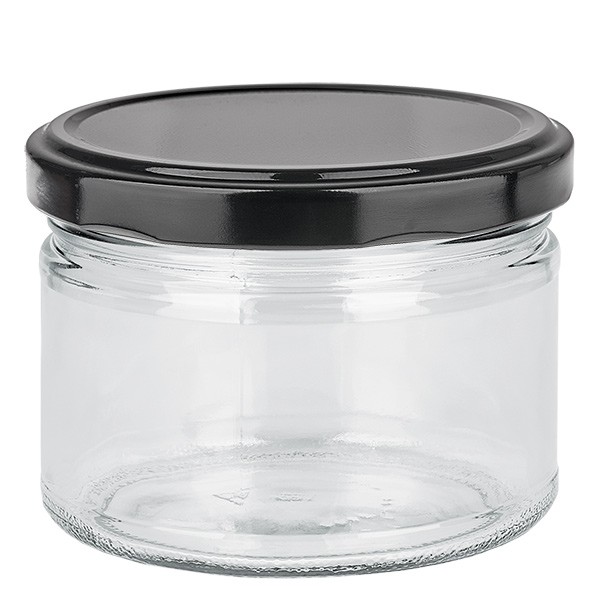 540ml Verre rond avec couvercle BasicSeal noir UNiTWIST