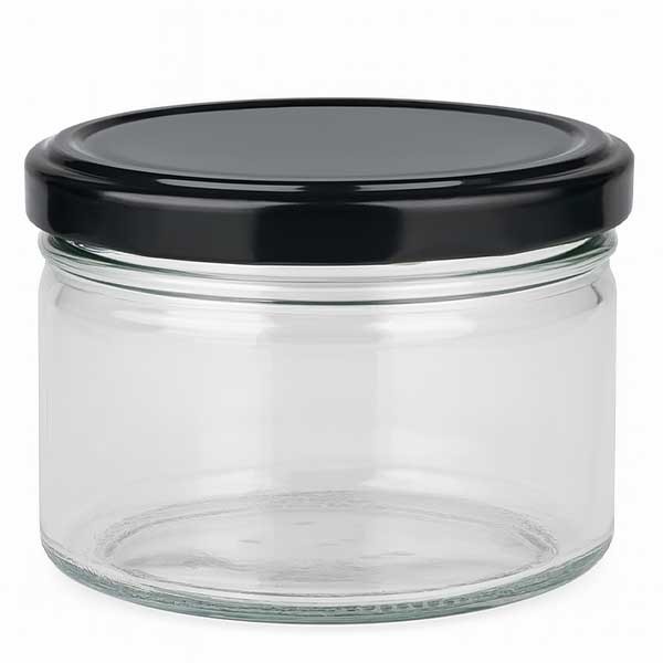 540ml Verre rond avec couvercle BasicSeal noir UNiTWIST