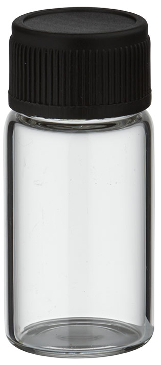 Mini flacon transparent de 3 ml, avec pipette compte-gouttes PL28 noire
