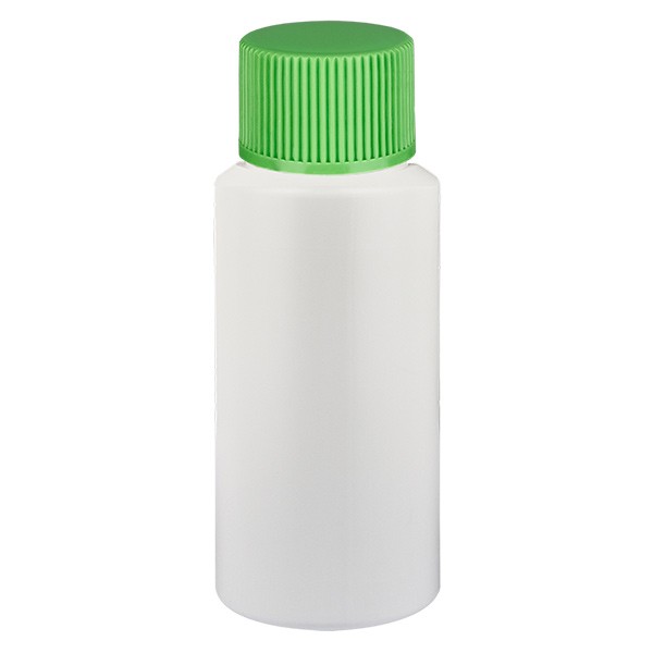 Flacon cylindrique en PET white 20 ml, S20x3, avec bouchon