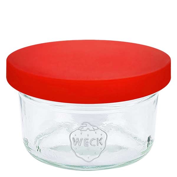 Bocal conique 50 ml WECK RR60 avec couvercle en silicone rouge