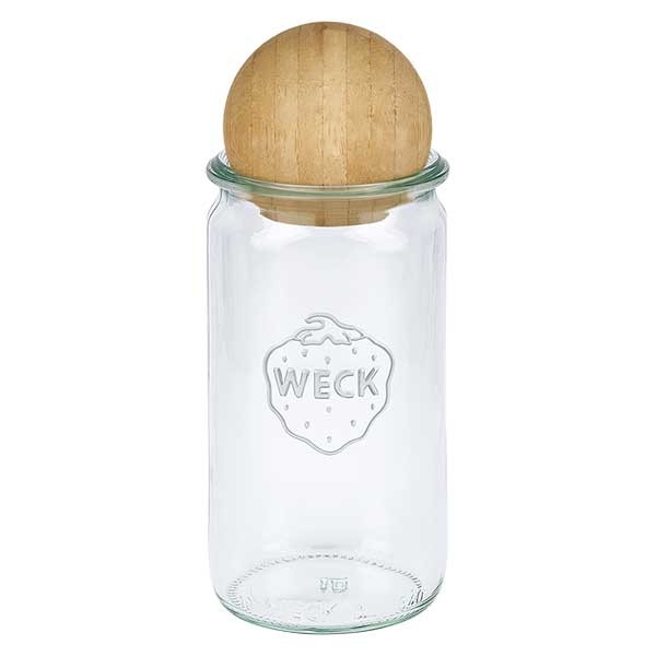 Bocal cylindre WECK 340 ml avec boule en bois