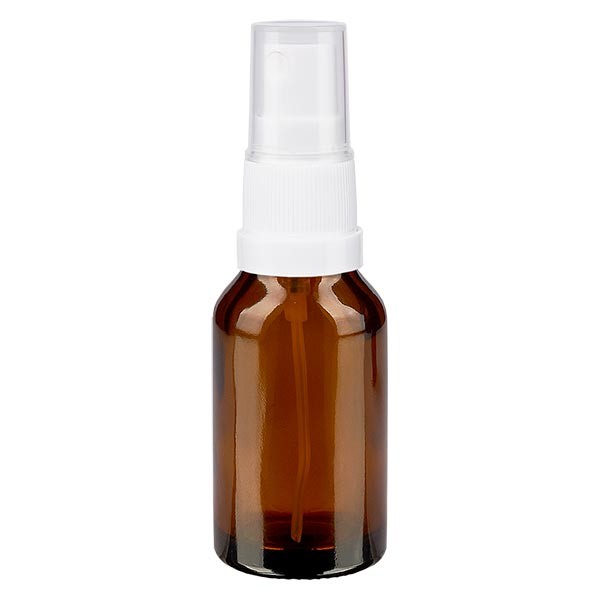 Flacon compte-gouttes ambré 30 ml avec vaporisateur à pompe blanc