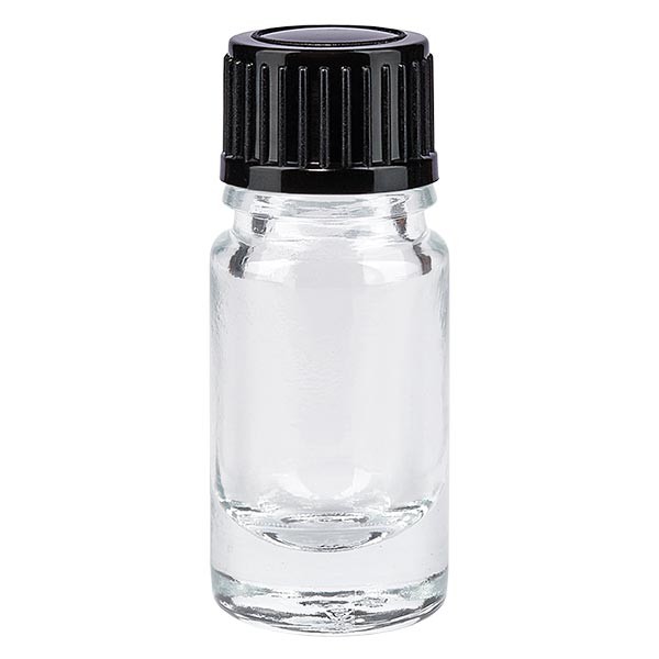 Mini flacon transparent de 3 ml, avec pipette compte-gouttes PL28 noire