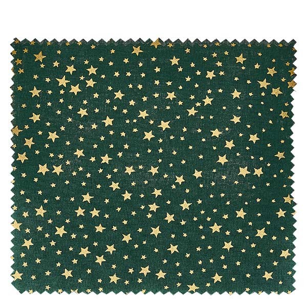 1 napperon en tissu 150 x 150 mm vert avec étoiles dorées pour couvercle de diamètre 43 à 100 mm