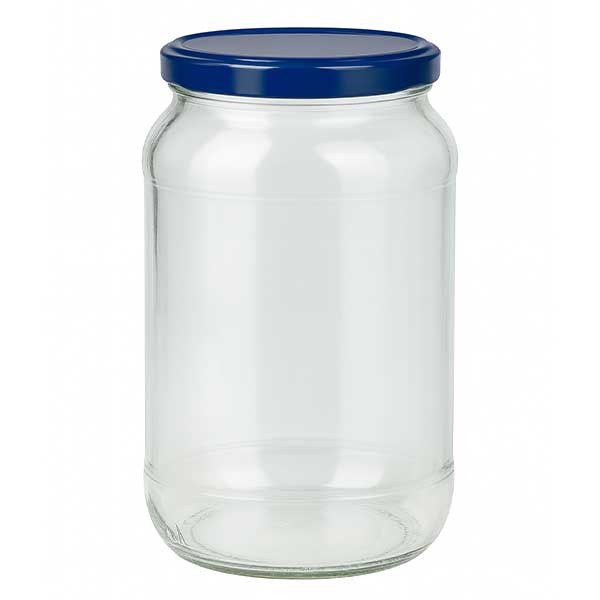 Verre rond 1062ml + couvercle BasicSeal bleu UNiTWIST