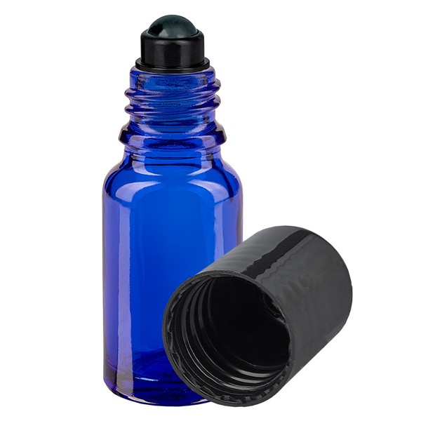 Flacon de déodorant en verre bleu 10 ml, déo à bille vide
