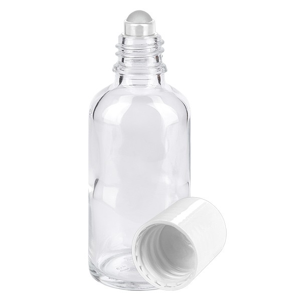 Flacon de déodorant en verre clair 50 ml, déo à bille vide