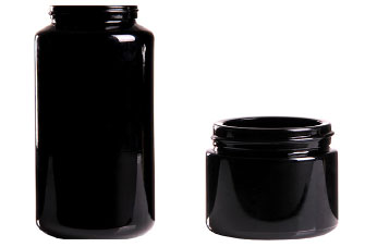 Miron Violet Verre Col Large Cosmétique//Herb Pot 15 ml standard avec Noir Couvercle