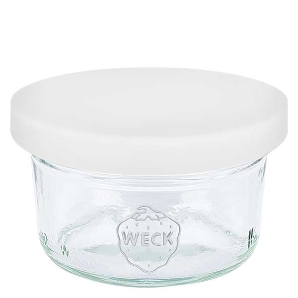 Bocal conique 50 ml WECK RR60 avec couvercle en silicone blanc