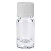 Flacon pharmaceutique clair 5 ml bouchon à vis blanc séc. enf. standard Flacon pharmaceutique clair 5 ml bouchon à vis blanc séc. enf. standard
