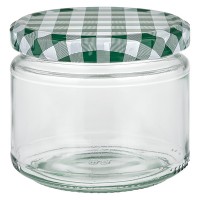 Verre rond 330ml + couvercle BasicSeal vert/blanc UNiTWiST Verre rond 330ml + couvercle BasicSeal vert/blanc UNiTWiST
