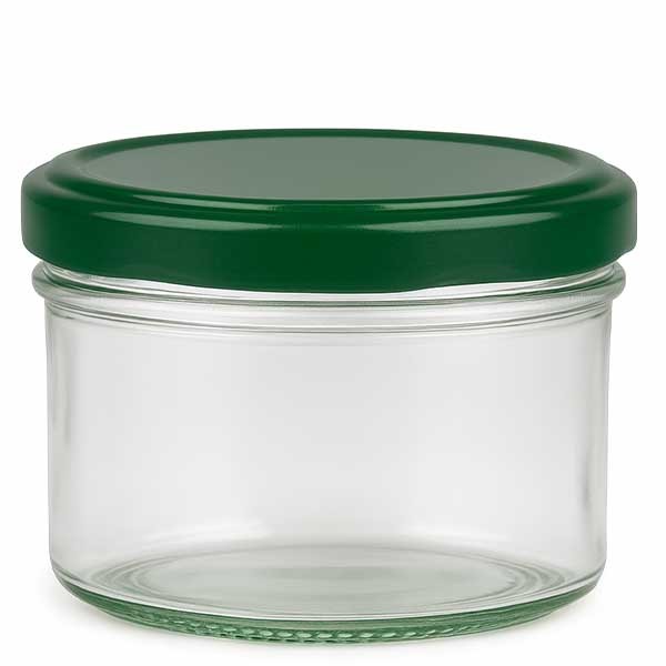 Verre cylindrique 230ml + couvercle BasicSeal vert UN..