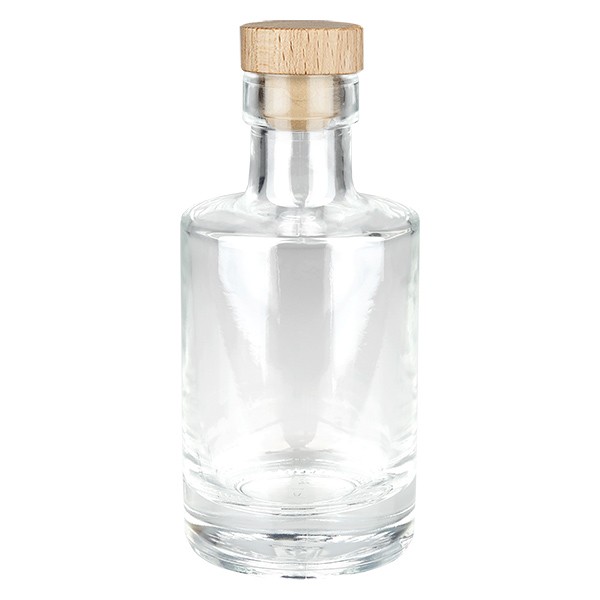 Bouteille en verre 200 ml « Galileo » avec bouchon en bois UNiTWIST®