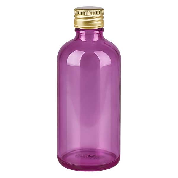 Flacon de 100 ml, bouchon à vis 11 mm en aluminium doré avec fermeture standard PurpleLine UT18/100