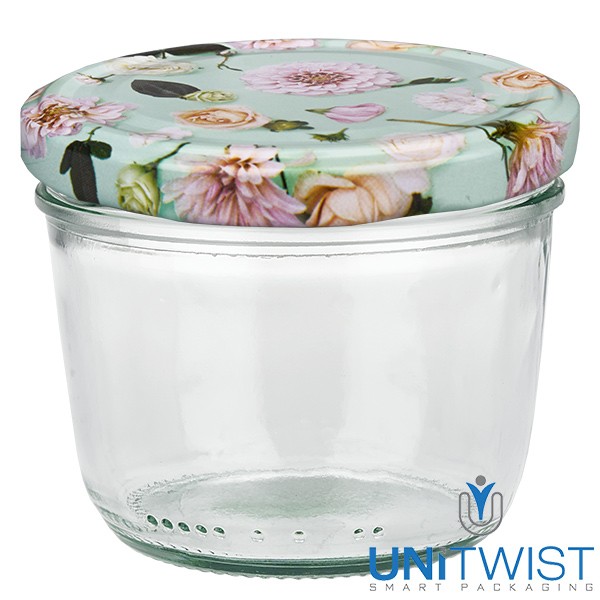 Bocal à couvercle basculant 230 ml + couvercle BasicSeal Fleur menthe UNiTWIST®