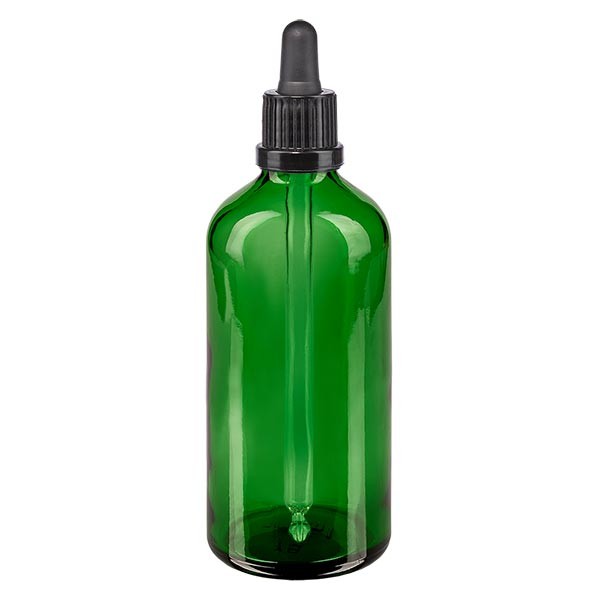 Flacon vert 100 ml + pipette noire à système d&#039;inviolabilité